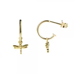 Pendientes Aro Libélula de Plata Dorada