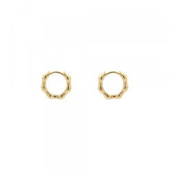 Pendientes Aro Mini Bambú de Plata Dorada