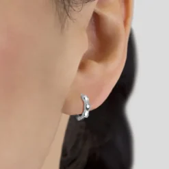 Pendientes Aro Mini Bambú de Plata