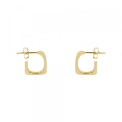 Pendientes Aro Mini Cuadrado Plata Dorada 12mmm