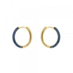 Pendientes Aro Plata Dorada y Circonitas Azules