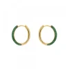 Pendientes Aro Plata Dorada y Circonitas Verdes