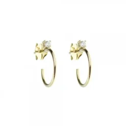 Pendientes Aro Plata Dorada Circonita 15mm