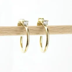 Pendientes Aro Plata Dorada Circonita 15mm
