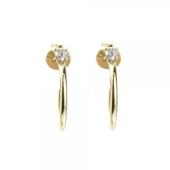 Pendientes Aro Plata Dorada Circonita 15mm