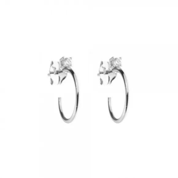 Pendientes Aro Plata y Circonita 15mm