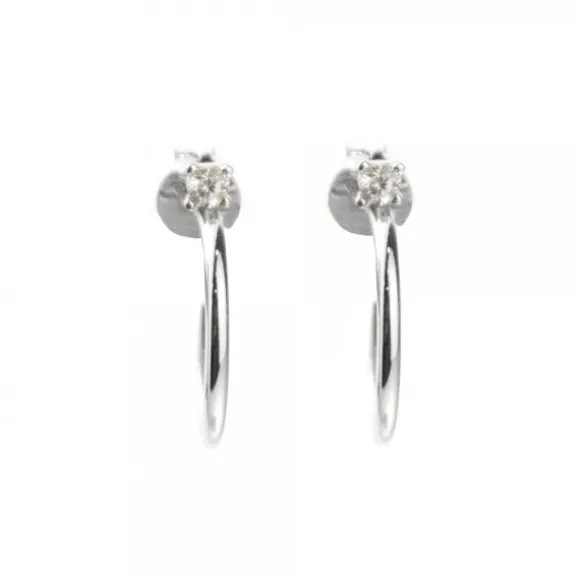 Pendientes Aro Plata y Circonita 15mm