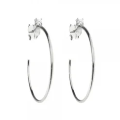 Pendientes Aro Plata y Circonita 30mm