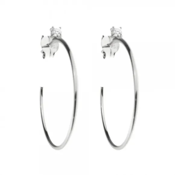 Pendientes Aro Plata y Circonita 30mm