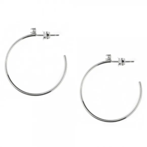 Pendientes Aro Plata y Circonita 30mm