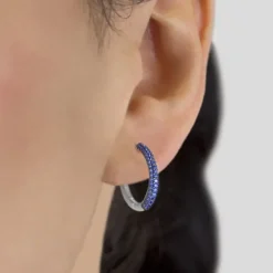 Pendientes Aro Plata y Circonitas Azules