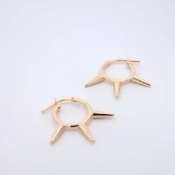 Pendientes Aro Punk Plata Dorada 12mm