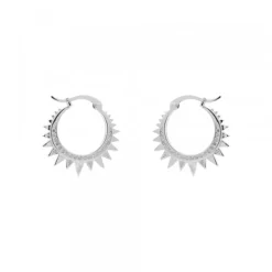 Pendientes Aro Punk Plata y Circonitas 15mm