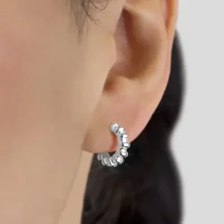 Pendientes Aro Relieve Plata 12mm