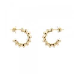 Pendientes Aro Relieve Plata Dorada 12mm