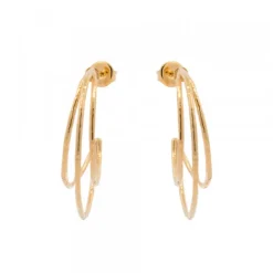 Pendientes Aro Triple Plata Dorada