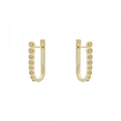 Pendientes Aro U Plata Dorada Pendientes Aro U Plata Dorada y Circonitas 18mmCirconitas Blancas