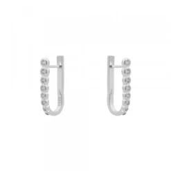 Pendientes Aro U Plata y Circonitas 18mm