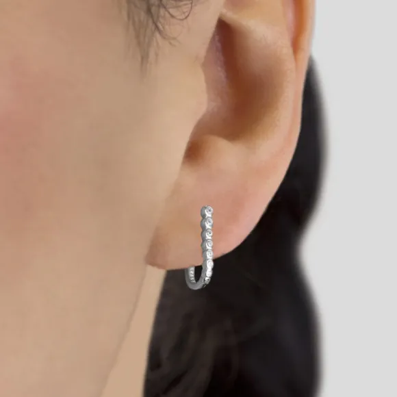 Pendientes Aro U Plata y Circonitas 18mm