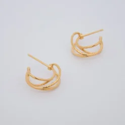 Pendientes Aros doble Plata Dorada 15mm