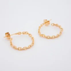 Pendientes Aros Eslabones Plata Dorada