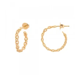 Pendientes Aros Eslabones Plata Dorada