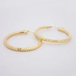 Pendientes Aros Martelé Plata Dorada 36mm