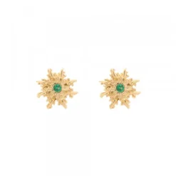 Pendientes Basic Colors Plata Dorada y Circonita Verde