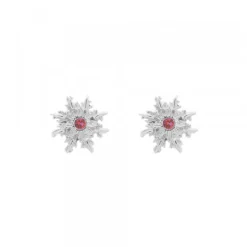 Pendientes Basic Colors Plata y Circonita Roja