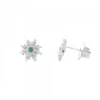 Pendientes Basic Colors Plata y Circonita Verde