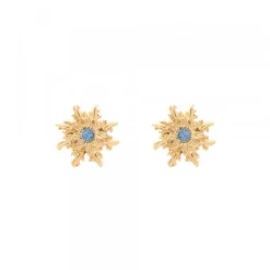 Pendientes Basic Colors Plata Dorada y Circonita Azul