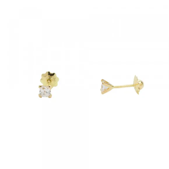 Pendientes Bebé Oro y Circonita Engarzada 3mm