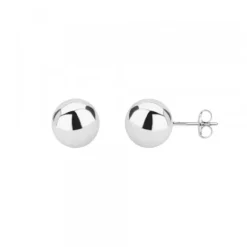 Pendientes Bola Oro Blanco 8mm