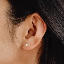 Pendientes Bola Oro Blanco 4mm