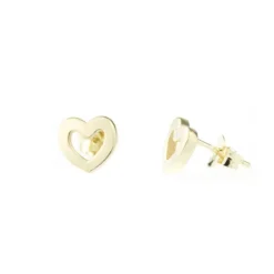 Pendientes Corazón Plata Dorada 9mm
