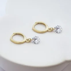 Pendientes Cripa Aro Plata Dorada y Circonita 13mm