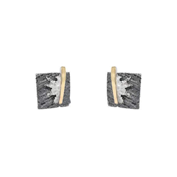 Pendientes Cuadrados Flysch Plata y Lámina de Oro