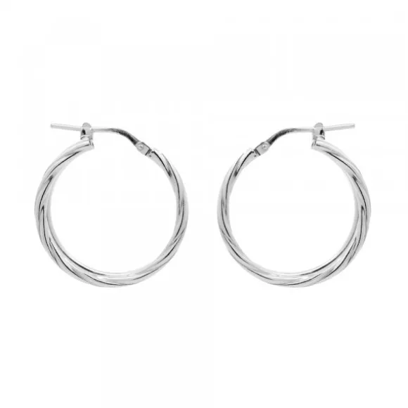 Pendientes Doble Aro Entorchado Plata 22mm