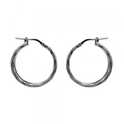 Pendientes Doble Aro Entorchados Plata Negra 22mm