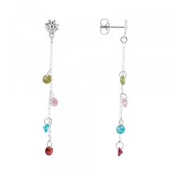 Pendientes Eguzkilore de Plata con Cristales Multicolor