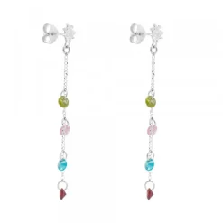 Pendientes Eguzkilore de Plata con Cristales Multicolor