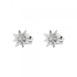 Pendientes Eguzkilore Oro Blanco y Brillante 9mm