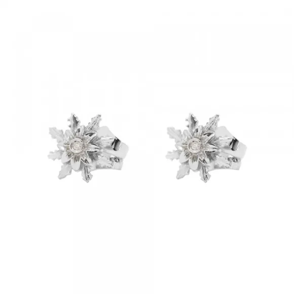 Pendientes Eguzkilore Oro Blanco y Brillante 9mm