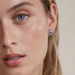 Pendientes Eguzkilore Oro Blanco y Zafiro