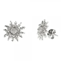 Pendientes Eguzkilore Oro Blanco y Brillantes 14mm