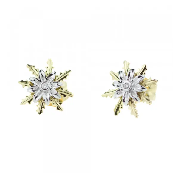 Pendientes Eguzkilore Oro Bicolor y Brillante 12mm