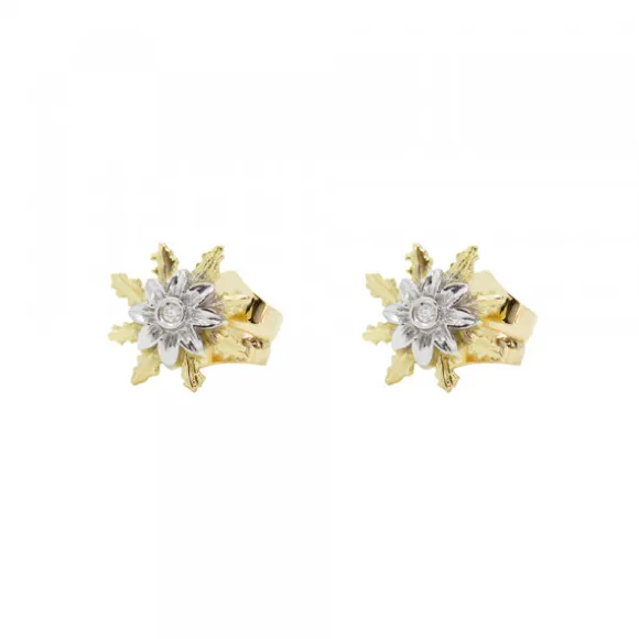 Pendientes Eguzkilore Oro Bicolor y Brillante 9mm