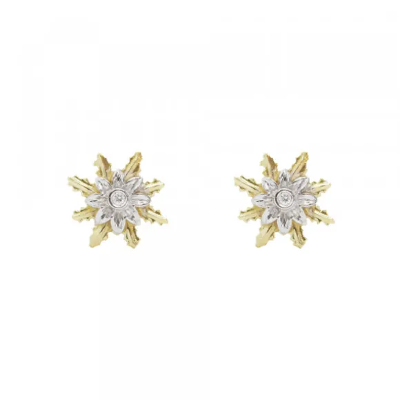 Pendientes Eguzkilore Oro Bicolor y Brillante 9mm