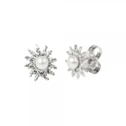 Pendientes Eguzkilore Plata y Perla 14mm