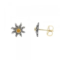 Pendientes Eguzkilore Plata Envejecida Dorada y Circonita 12mm